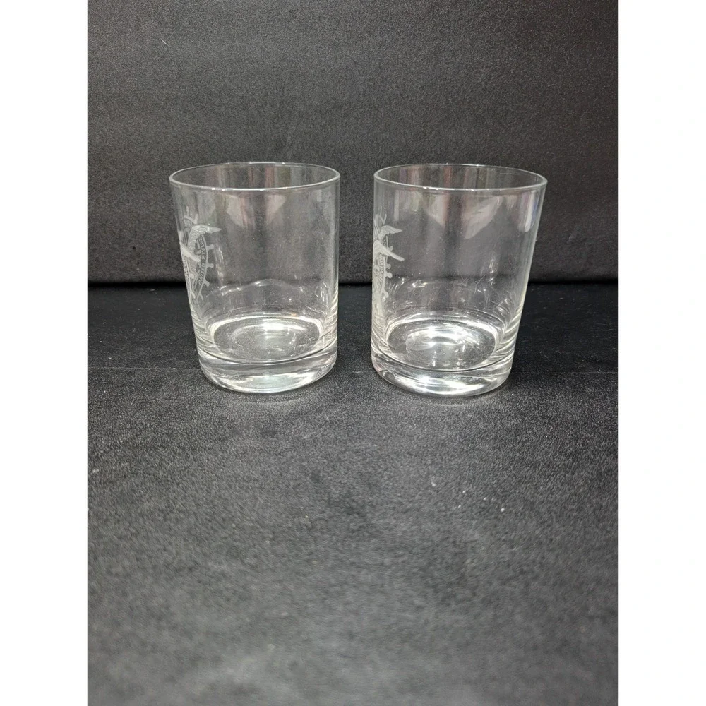 US Fidelity And Guidance Company 1896 Glass Tumblers Set, Etched Whiskey Glasses